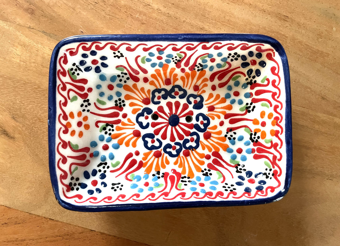 Keramik Seifenschale rot weiß blau - türkische Iznik Keramik