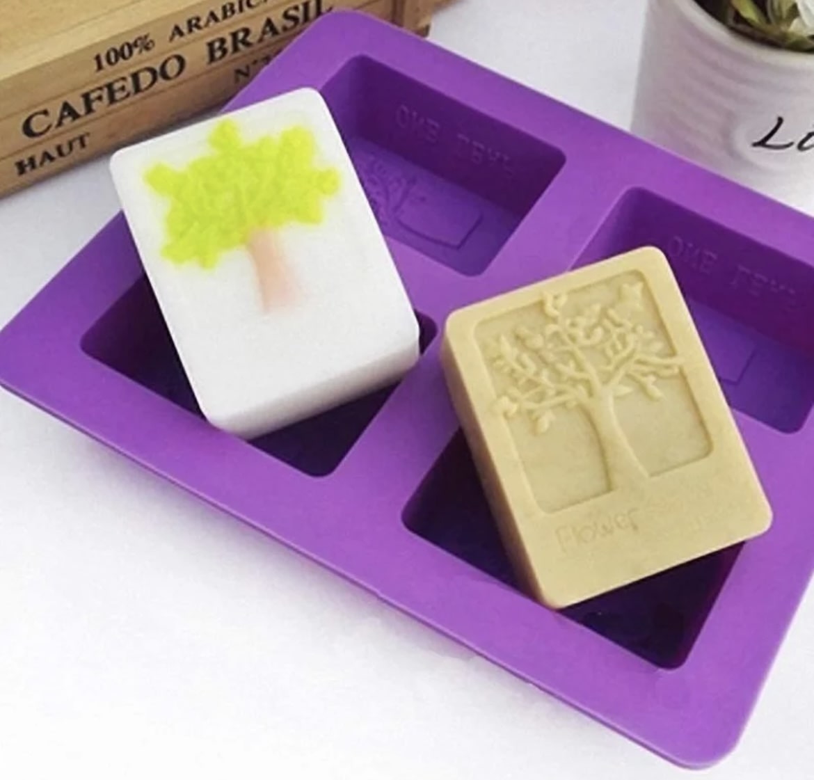 Silikonform für DIY Seifeherstellung - 6er Rechteck "Baum des Lebens"