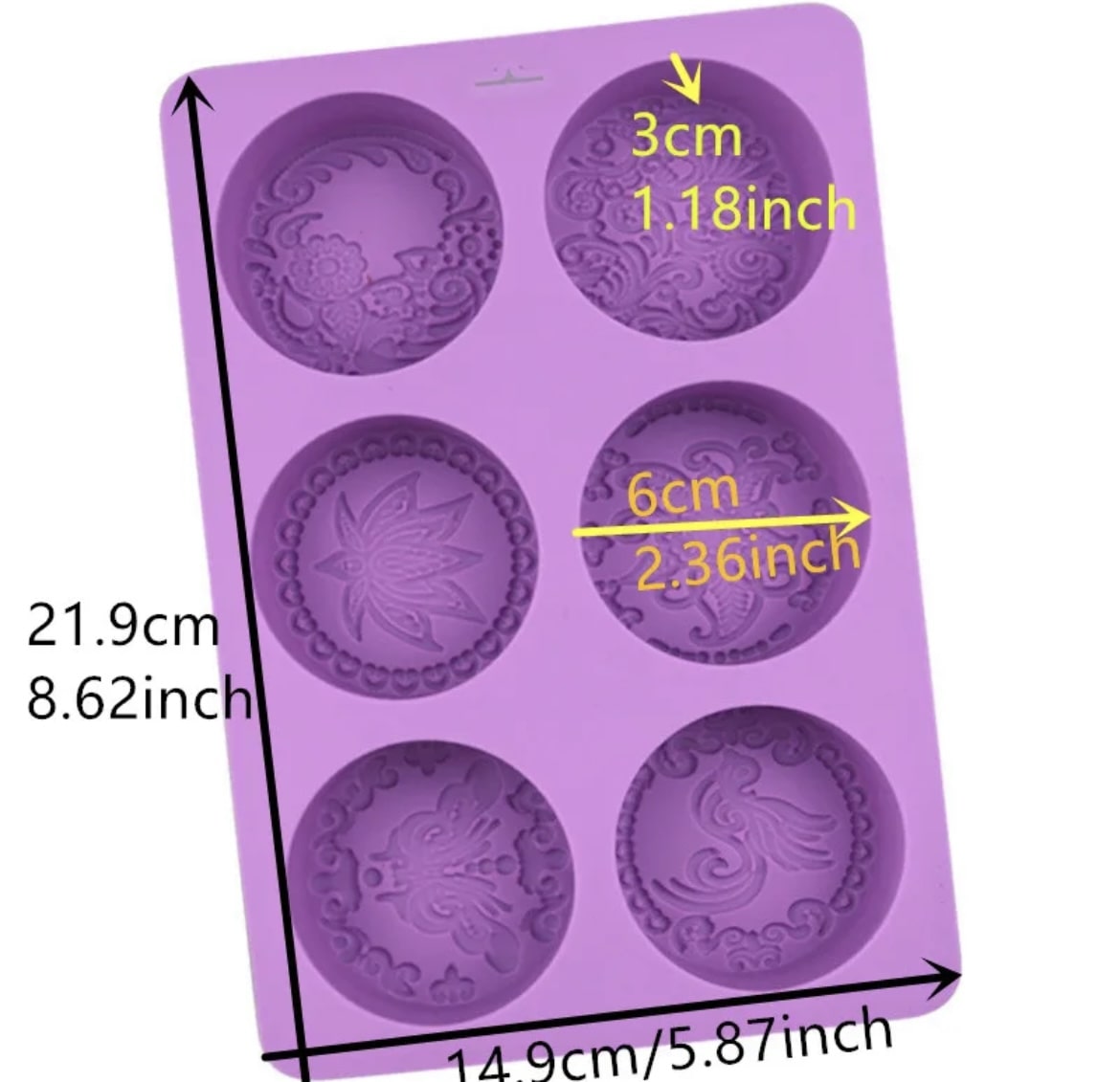 Silikonform für DIY Seifeherstellung - 6er rund Phantasie