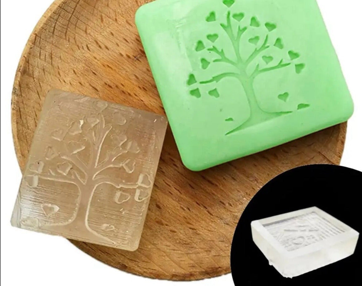 DIY Seifenstempel Baum des Lebens "Lebensbaum mit Herzenblättern" Acrylglas ohne Griff
