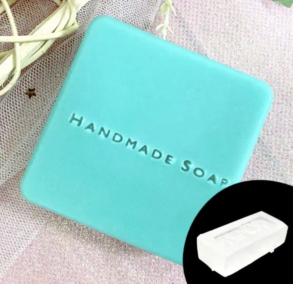 Seifenstempel Acrylglas HANDMADE SOAP Schriftzug modern Look