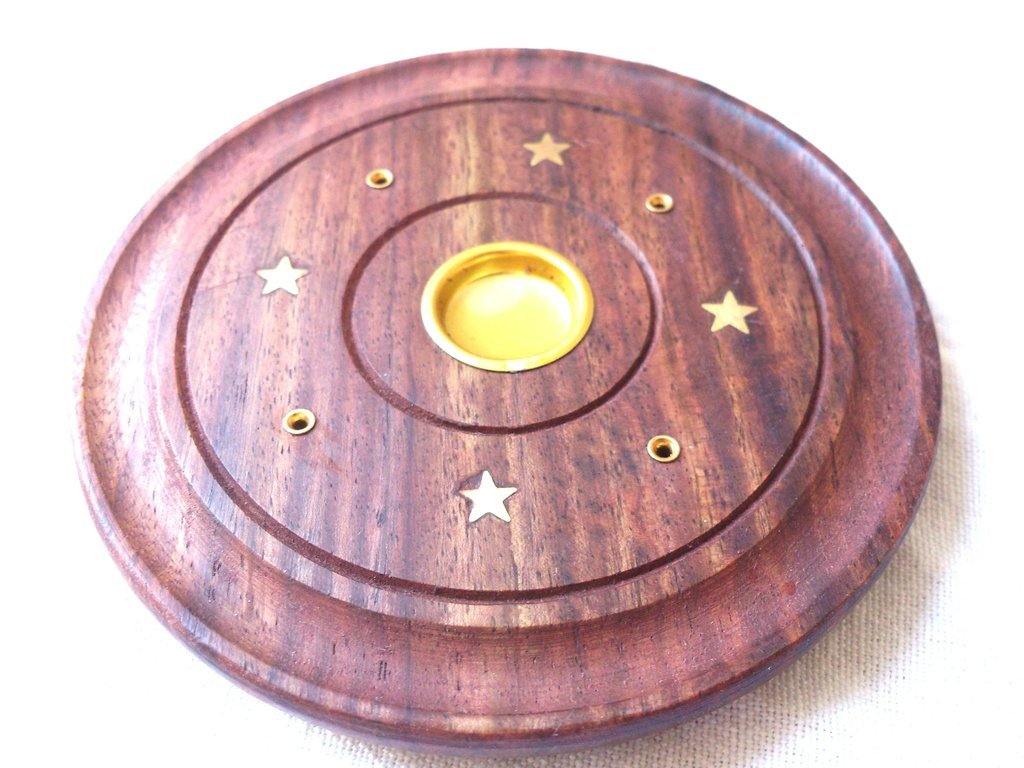 Räucherstächenhalter rund Sterne aus Sheeeshamholz - KamelundMilch.de