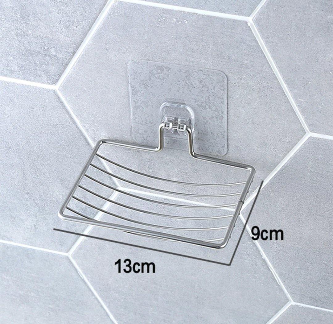 Seifenschale Edelstahl Korb glänzend mit transparentem Silikonsaugnapf für die Wandmontage - ohne Bohren - KamelundMilch.de