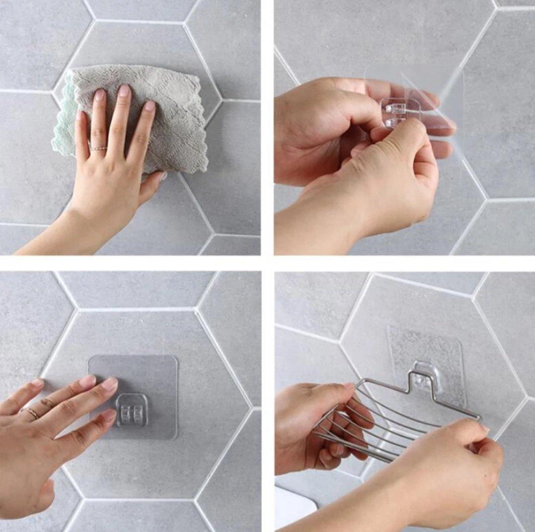 Seifenschale Edelstahl Korb glänzend mit transparentem Silikonsaugnapf für die Wandmontage - ohne Bohren - KamelundMilch.de