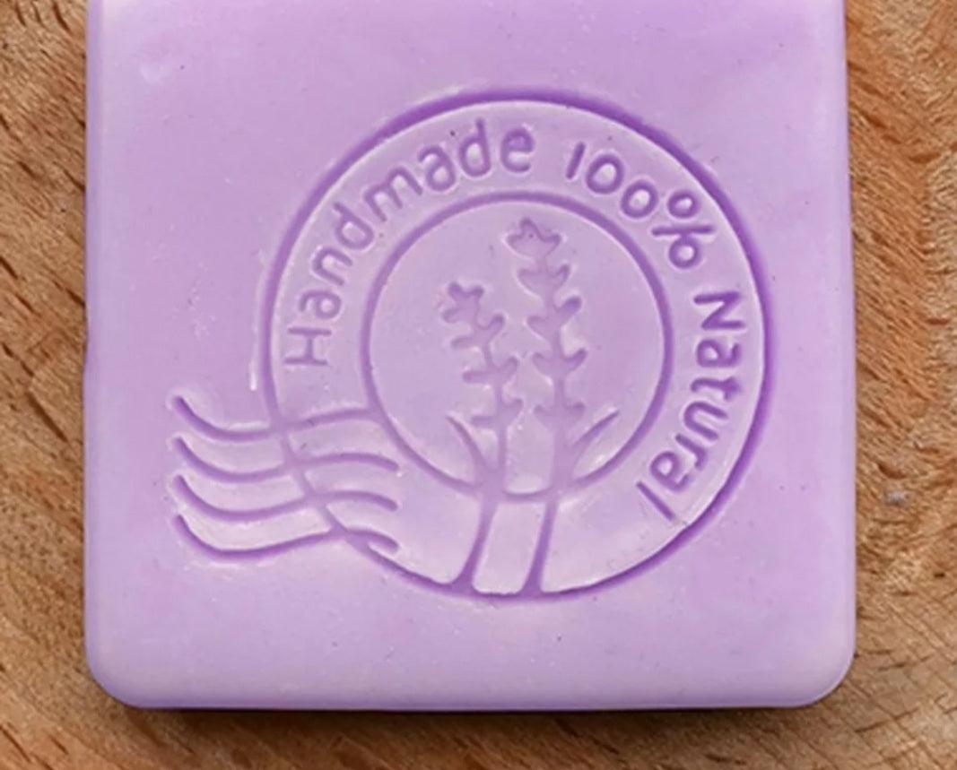 DIY Seifenstempel Acrylglas ohne Griff Motiv: Handmade 100% Natural - KamelundMilch.de