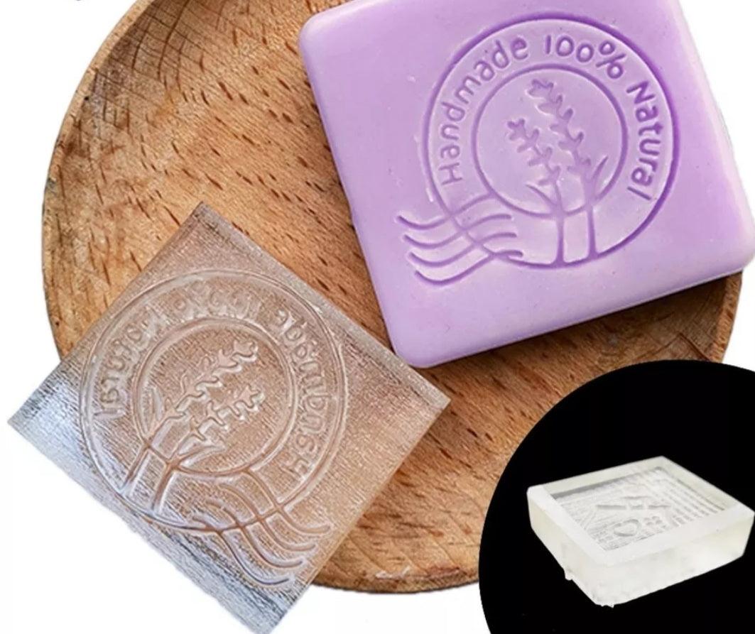 DIY Seifenstempel Acrylglas ohne Griff Motiv: Handmade 100% Natural - KamelundMilch.de