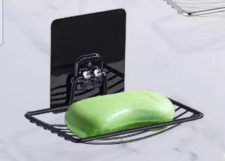 Seifenschale Edelstahl Korb glänzend schwarz mit Silikonsaugnapf für die Wandmontage - ohne Bohren - KamelundMilch.de