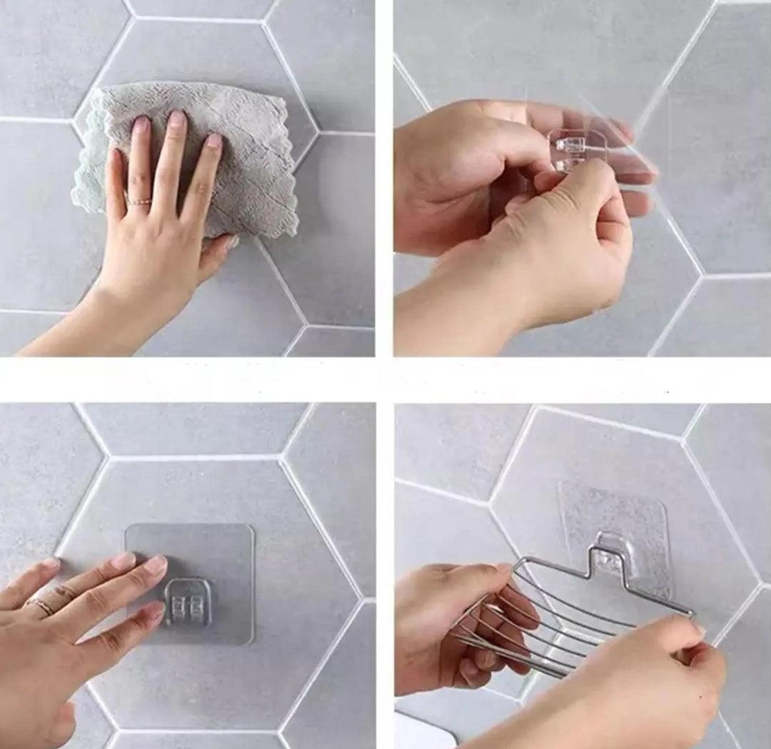 Seifenschale Edelstahl Korb glänzend schwarz mit Silikonsaugnapf für die Wandmontage - ohne Bohren - KamelundMilch.de