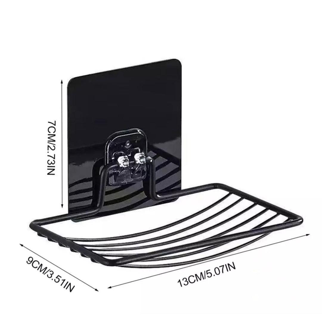 Seifenschale Edelstahl Korb glänzend schwarz mit Silikonsaugnapf für die Wandmontage - ohne Bohren - KamelundMilch.de