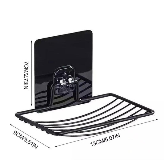 Seifenschale Edelstahl Korb glänzend schwarz mit Silikonsaugnapf für die Wandmontage - ohne Bohren - KamelundMilch.de