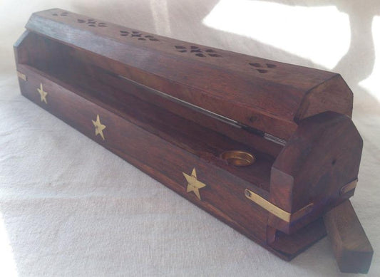 Räucherkasten gross Sterne aus Sheeeshamholz 30cm - KamelundMilch.de