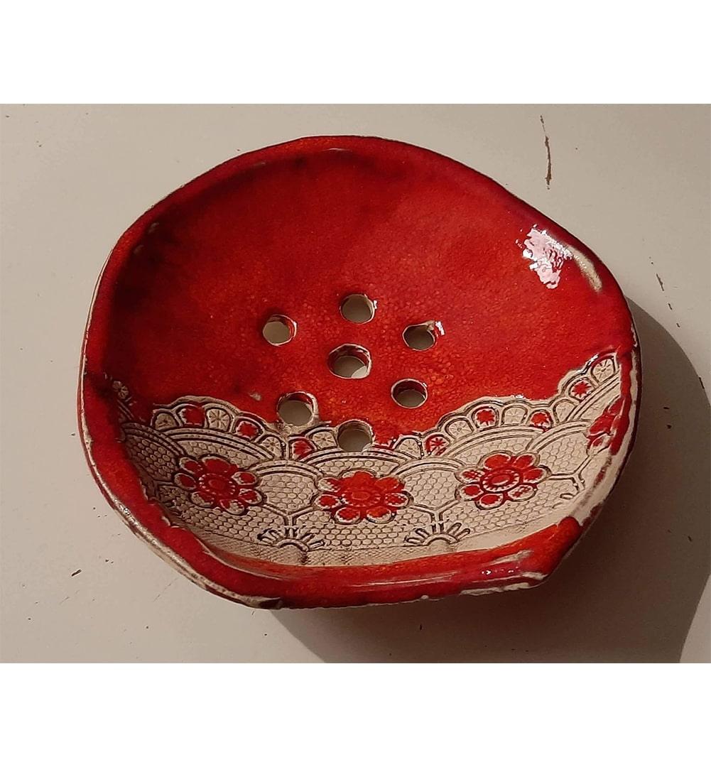 Spanische Keramik Seifenschale by "LaMar Design Mallorca" in Rot ohne Schriftzug - KamelundMilch.de