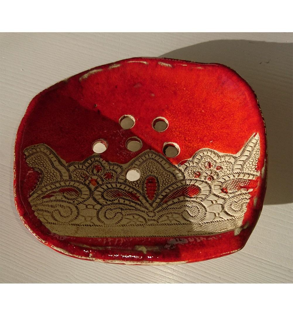 Spanische Keramik Seifenschale by "LaMar Design Mallorca" in Rot ohne Schriftzug - KamelundMilch.de