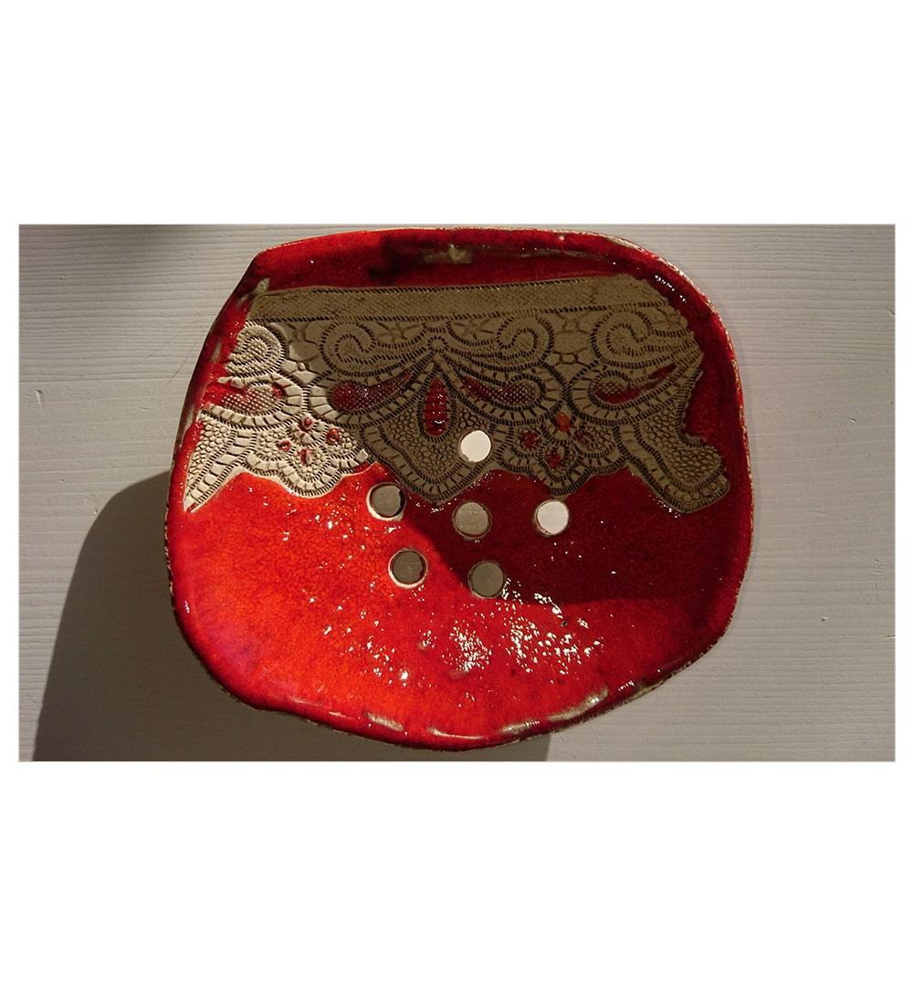 Spanische Keramik Seifenschale by "LaMar Design Mallorca" in Rot ohne Schriftzug - KamelundMilch.de