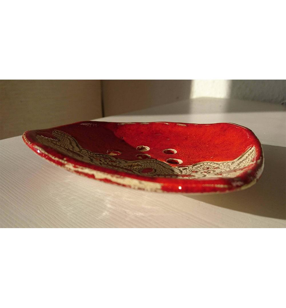 Spanische Keramik Seifenschale by "LaMar Design Mallorca" in Rot ohne Schriftzug - KamelundMilch.de