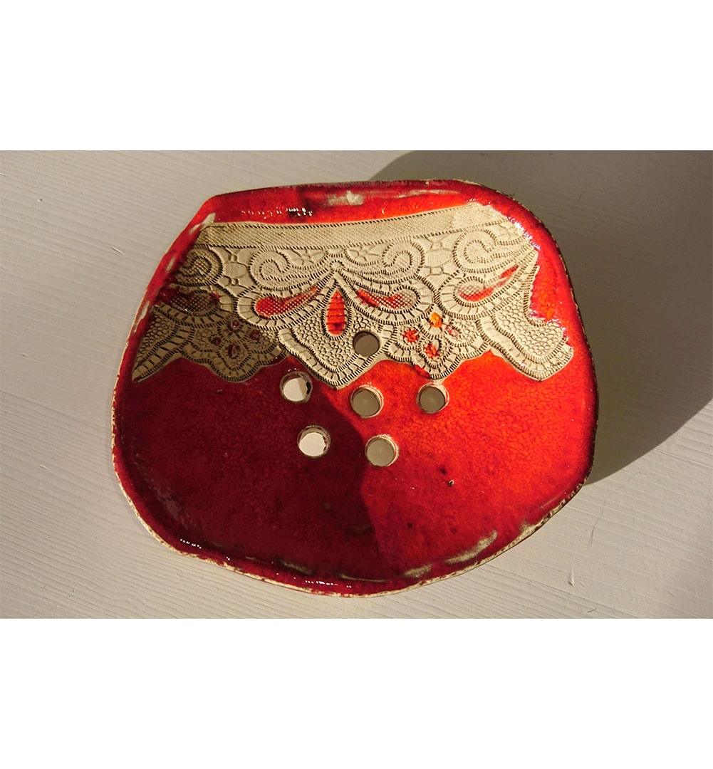 Spanische Keramik Seifenschale by "LaMar Design Mallorca" in Rot ohne Schriftzug - KamelundMilch.de