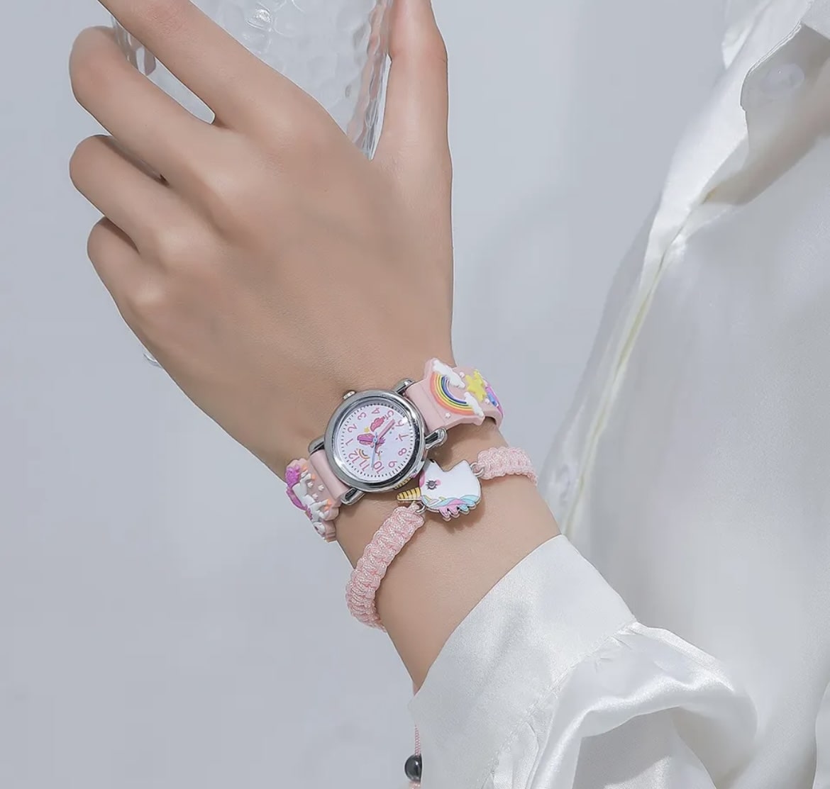 Geschenkset Uhr mit Armband Einhorn Rosa