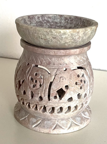 Duftlampe Elefanten in Reihe Speckstein