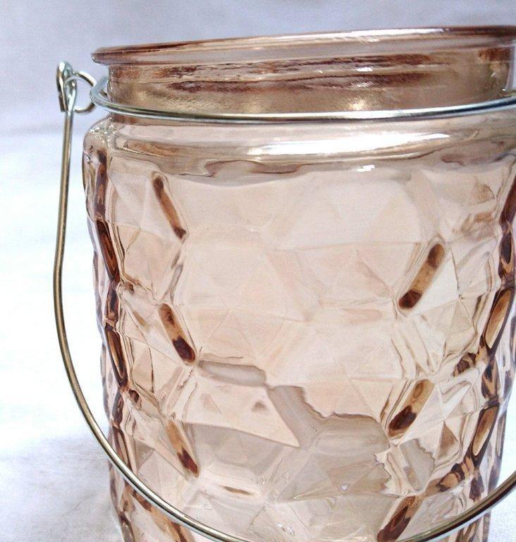 Kleines Windlicht aus Glas "Barock" mit Metallhenkel - Farbe: Orange - zum Hängen & Stellen - KamelundMilch.de