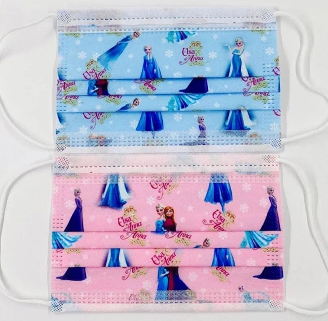 OP-Maske für Kinder 3-lagig "Elsa & Anna" rosa oder blau - 10 Stück - KamelundMilch.de