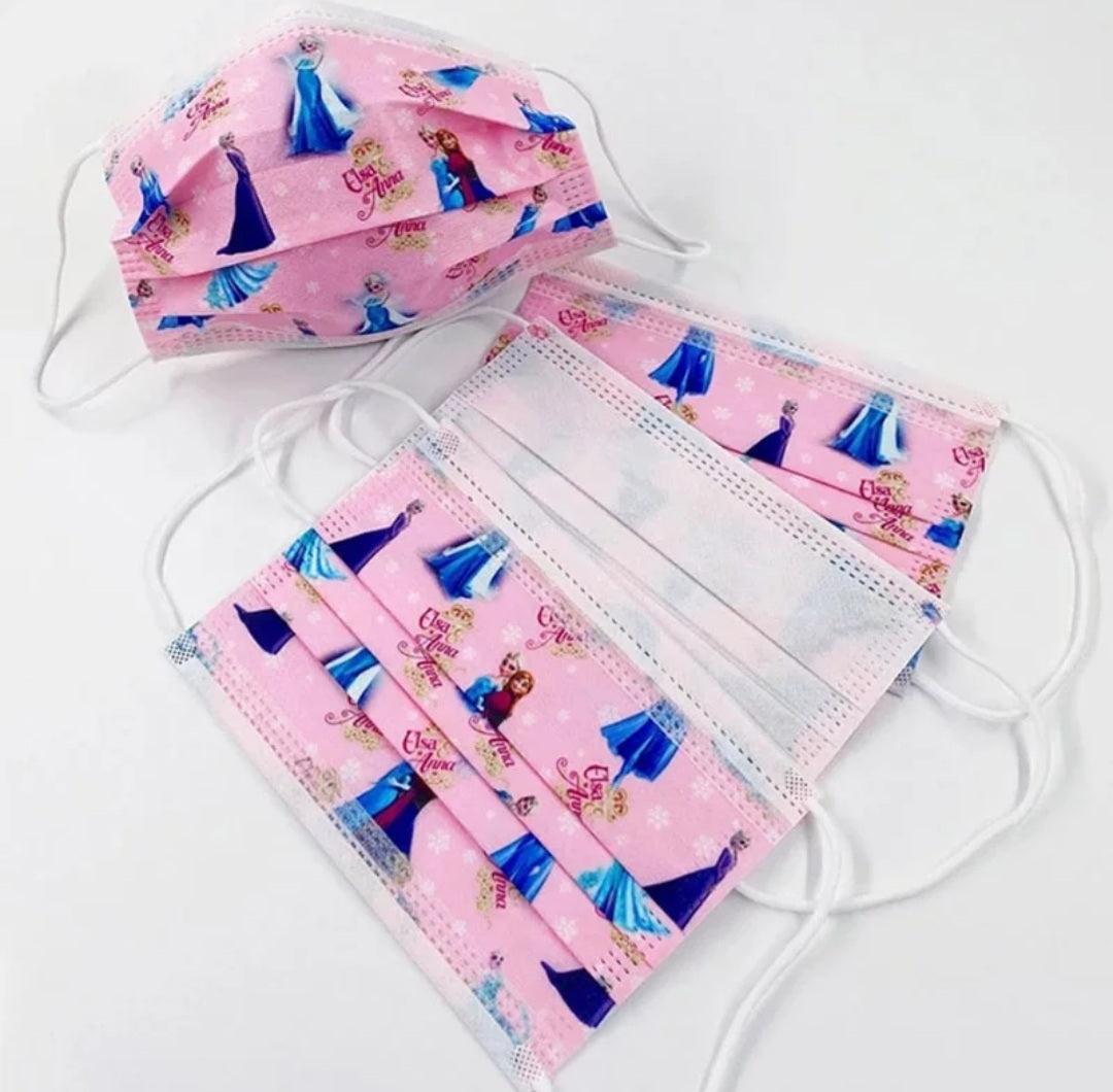 OP-Maske für Kinder 3-lagig "Elsa & Anna" rosa oder blau - 10 Stück - KamelundMilch.de