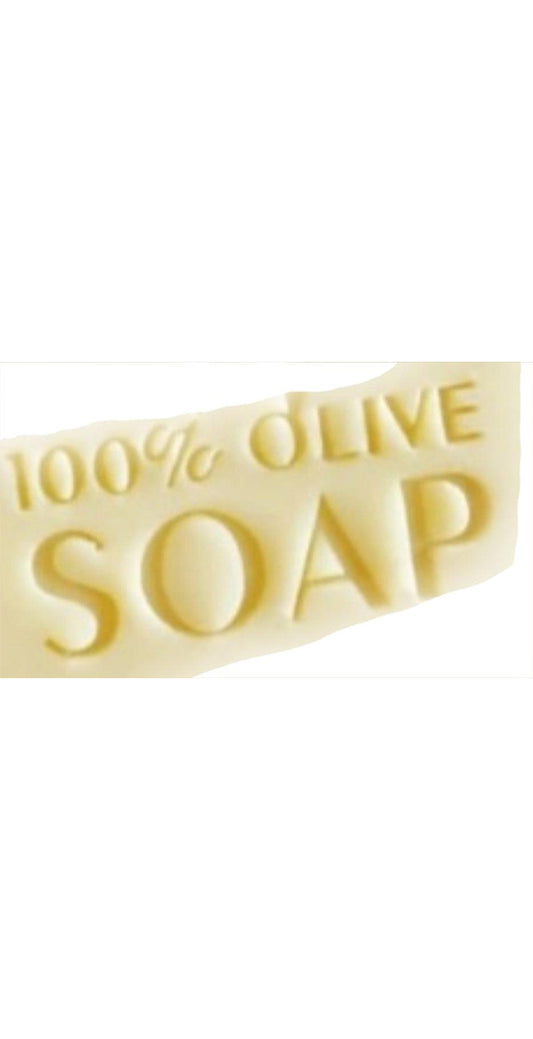Acrylic glass soap stamp without handle with motif: 100% Olive Soap 