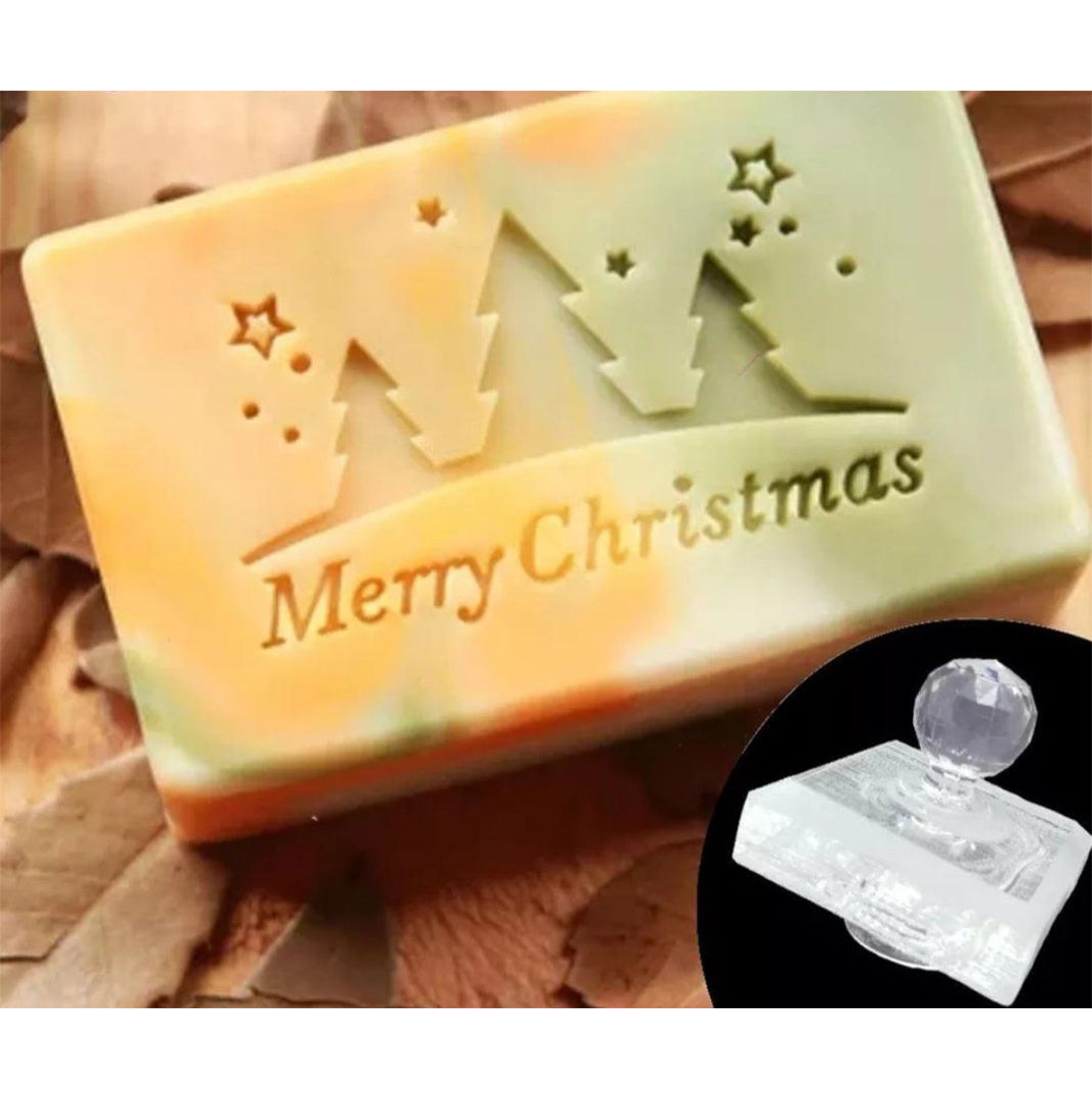 Seifenstempel Acrylglas transparent gross mit Griff Weihnachtsmotiv - KamelundMilch.de