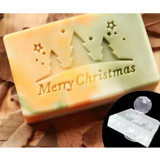 Seifenstempel Acrylglas transparent gross mit Griff Weihnachtsmotiv - KamelundMilch.de