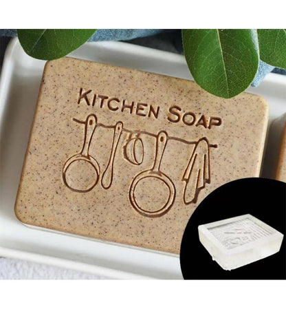 Soap stamp made of acrylic glass without a handle with a motif: Kitchen Soap 
