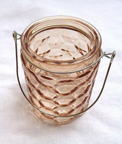 Kleines Windlicht aus Glas "Barock" mit Metallhenkel - Farbe: Orange - zum Hängen & Stellen - KamelundMilch.de
